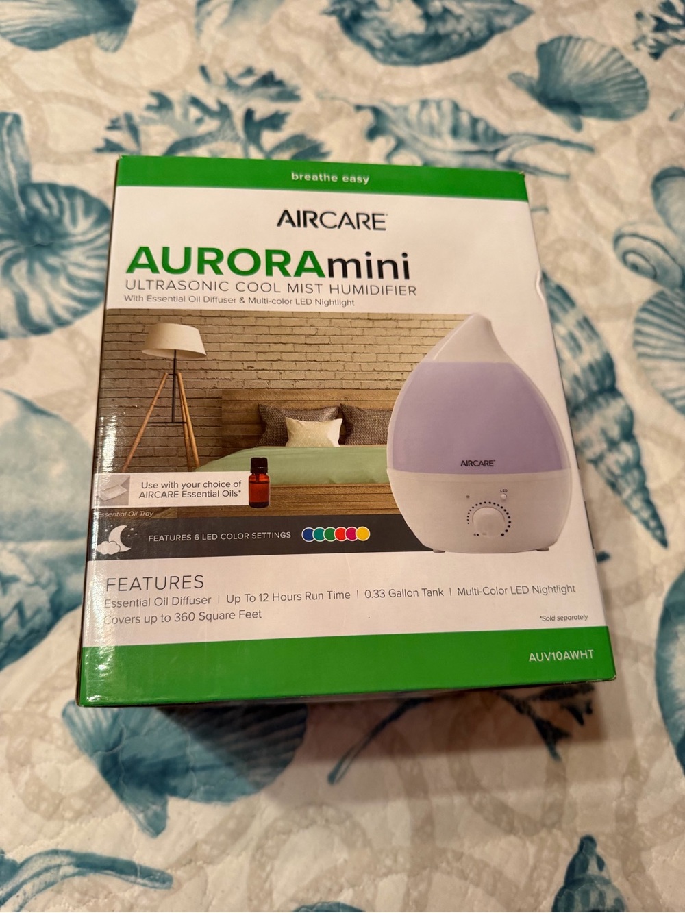 AURORAmini Ultrasonic Cool Mist Humidifier - White/Purple